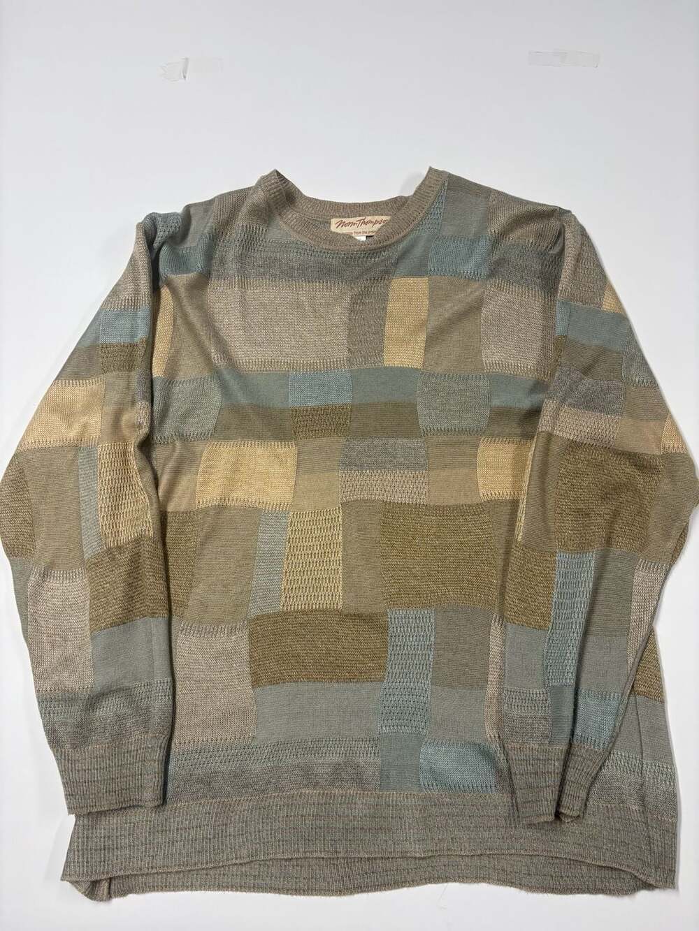 Norm Thompson Patchwork Sweater Size Medium Multicolor Crewneck Knit